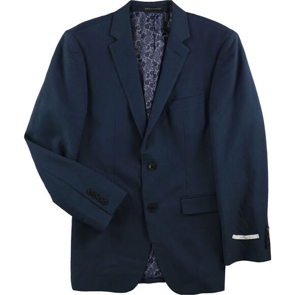 Perry Ellis Mens Portfolio One Button Blazer Jacket, Blue,...